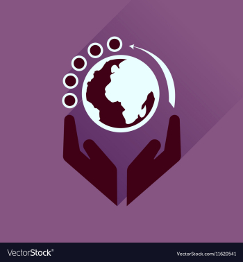 Flat icon with long shadow Earth hands vector image Flat icon with long shadow Earth hands vector image