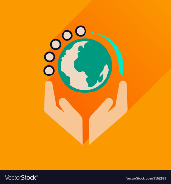 Flat icon with long shadow Earth hands vector image Flat icon with long shadow Earth hands vector image