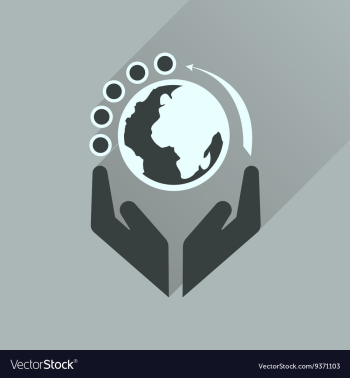 Flat icon with long shadow Earth hands vector image Flat icon with long shadow Earth hands vector image