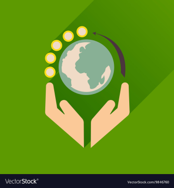 Flat icon with long shadow Earth hands vector image Flat icon with long shadow Earth hands vector image