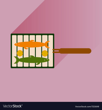 Flat icon with long shadow grilled fish vector image Flat icon with long shadow grilled fish vector image