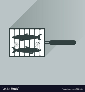 Flat icon with long shadow grilled fish vector image Flat icon with long shadow grilled fish vector image