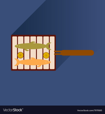 Flat icon with long shadow grilled fish vector image Flat icon with long shadow grilled fish vector image