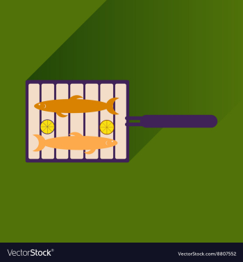 Flat icon with long shadow grilled fish vector image Flat icon with long shadow grilled fish vector image