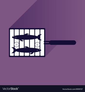 Flat icon with long shadow grilled fish vector image Flat icon with long shadow grilled fish vector image