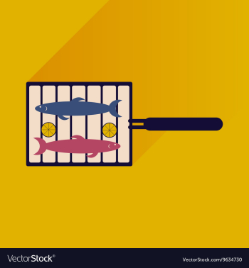 Flat icon with long shadow grilled fish vector image Flat icon with long shadow grilled fish vector image