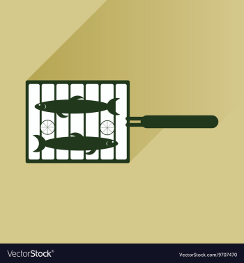 Flat icon with long shadow grilled fish vector image Flat icon with long shadow grilled fish vector image