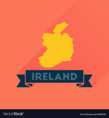 Flat icon with long shadow Ireland map vector image Flat icon with long shadow Ireland map vector image