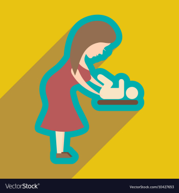 Flat icon with long shadow mother and child vector image Flat icon with long shadow mother and child vector image