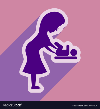Flat icon with long shadow mother and child vector image Flat icon with long shadow mother and child vector image