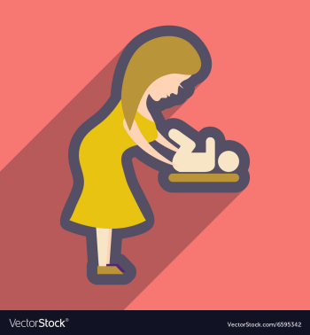 Flat icon with long shadow mother and child vector image Flat icon with long shadow mother and child vector image