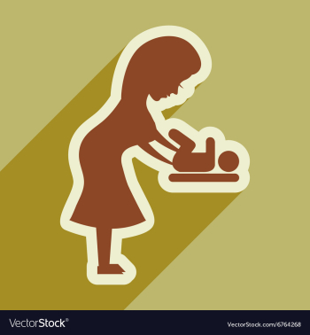 Flat icon with long shadow mother and child vector image Flat icon with long shadow mother and child vector image