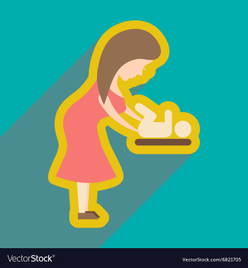 Flat icon with long shadow mother and child vector image Flat icon with long shadow mother and child vector image