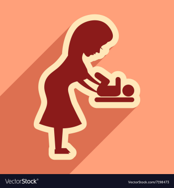 Flat icon with long shadow mother and child vector image Flat icon with long shadow mother and child vector image