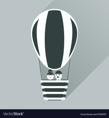 Flat icon with long shadow newlyweds in balloon vector image Flat icon with long shadow newlyweds in balloon vector image