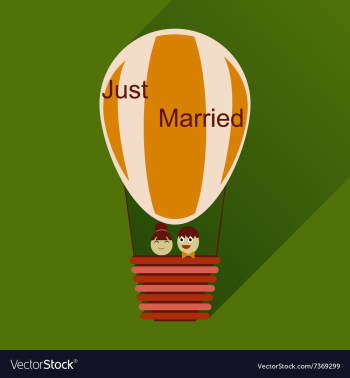 Flat icon with long shadow newlyweds in balloon vector image Flat icon with long shadow newlyweds in balloon vector image