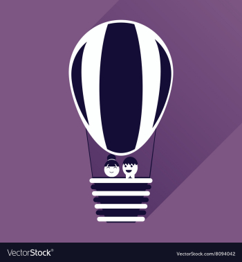 Flat icon with long shadow newlyweds in balloon vector image Flat icon with long shadow newlyweds in balloon vector image