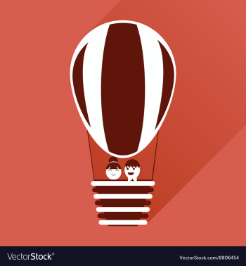 Flat icon with long shadow newlyweds in balloon vector image Flat icon with long shadow newlyweds in balloon vector image
