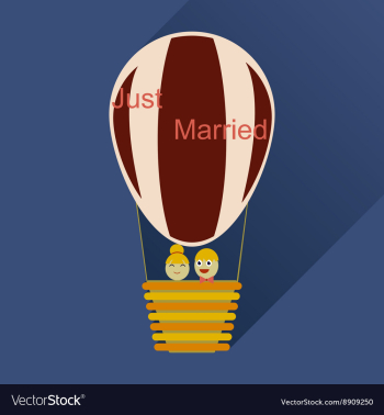 Flat icon with long shadow newlyweds in balloon vector image Flat icon with long shadow newlyweds in balloon vector image