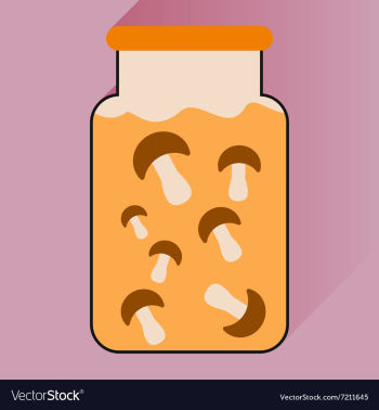 Flat icon with long shadow pickled mushrooms vector image Flat icon with long shadow pickled mushrooms vector image