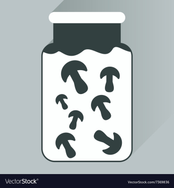 Flat icon with long shadow pickled mushrooms vector image Flat icon with long shadow pickled mushrooms vector image