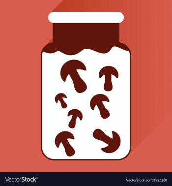 Flat icon with long shadow pickled mushrooms vector image Flat icon with long shadow pickled mushrooms vector image