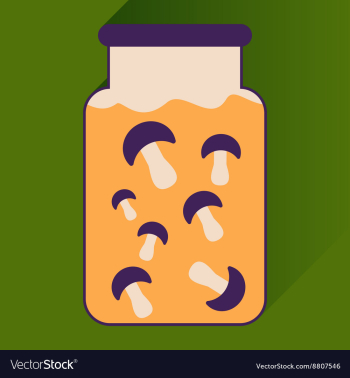 Flat icon with long shadow pickled mushrooms vector image Flat icon with long shadow pickled mushrooms vector image