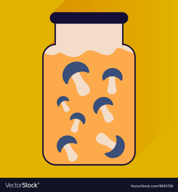 Flat icon with long shadow pickled mushrooms vector image Flat icon with long shadow pickled mushrooms vector image