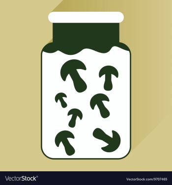 Flat icon with long shadow pickled mushrooms vector image Flat icon with long shadow pickled mushrooms vector image