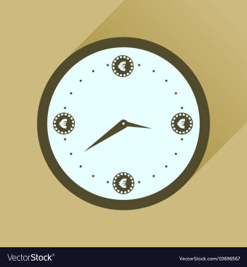 Flat icon with long shadow time is money vector image Flat icon with long shadow time is money vector image