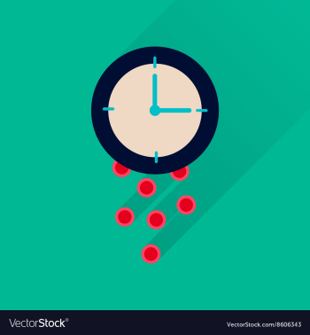 Flat icon with long shadow time is money vector image Flat icon with long shadow time is money vector image