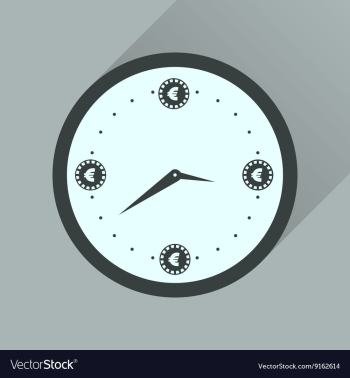 Flat icon with long shadow time is money vector image Flat icon with long shadow time is money vector image