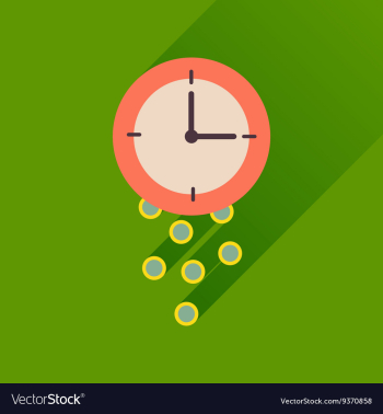 Flat icon with long shadow time is money vector image Flat icon with long shadow time is money vector image