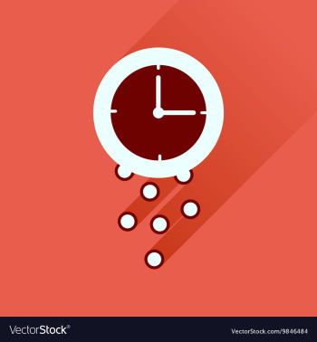 Flat icon with long shadow time is money vector image Flat icon with long shadow time is money vector image