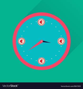 Flat icon with long shadow time is money vector image Flat icon with long shadow time is money vector image