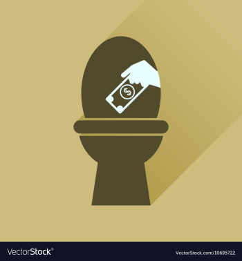 Flat icon with long shadow toilet money vector image Flat icon with long shadow toilet money vector image