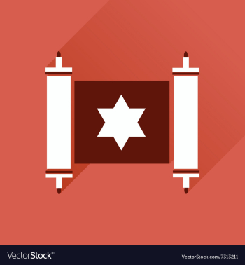 Flat icon with long shadow Torah scroll vector image Flat icon with long shadow Torah scroll vector image