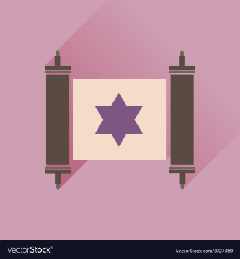 Flat icon with long shadow Torah scroll vector image Flat icon with long shadow Torah scroll vector image
