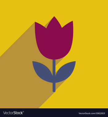 Flat icon with long shadow tulip blooms vector image Flat icon with long shadow tulip blooms vector image