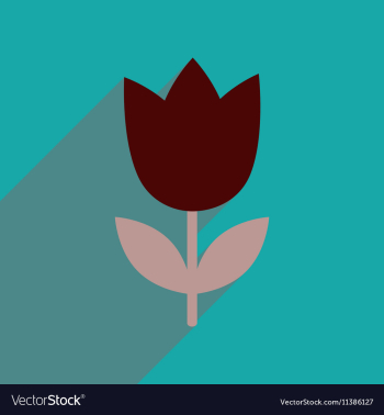 Flat icon with long shadow tulip blooms vector image Flat icon with long shadow tulip blooms vector image