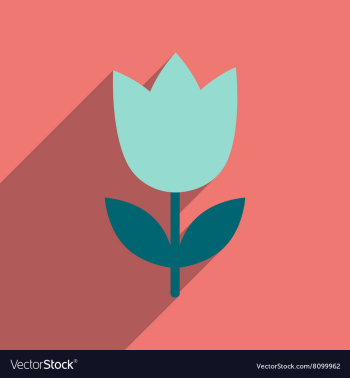Flat icon with long shadow tulip blooms vector image Flat icon with long shadow tulip blooms vector image