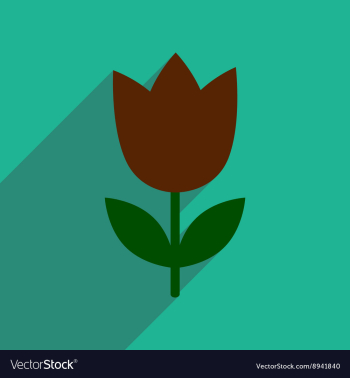 Flat icon with long shadow tulip blooms vector image Flat icon with long shadow tulip blooms vector image