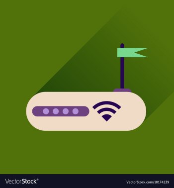 Flat icon with long shadow Wi fi modem vector image