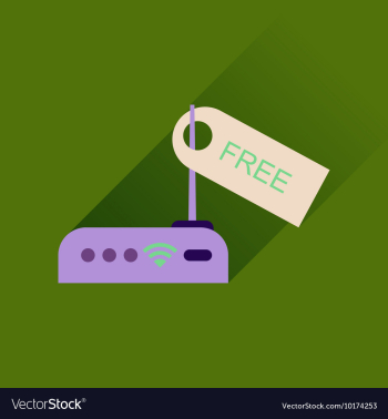 Flat icon with long shadow Wi fi modem vector image