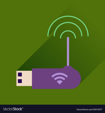 Flat icon with long shadow Wi fi modem vector image