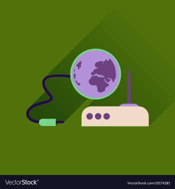 Flat icon with long shadow Wi fi modem vector image