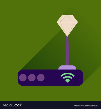 Flat icon with long shadow Wi fi modem vector image