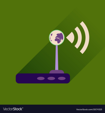 Flat icon with long shadow Wi fi modem vector image