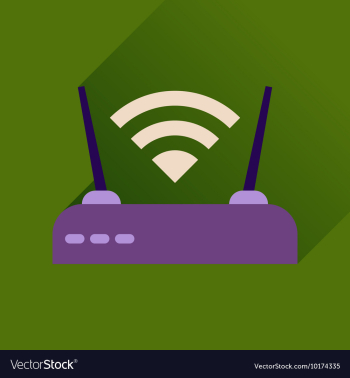 Flat icon with long shadow Wi fi modem vector image