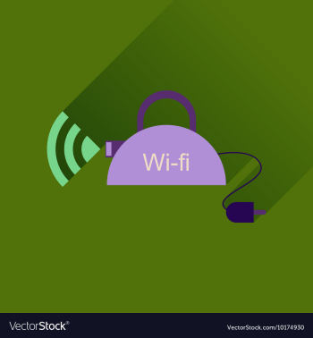 Flat icon with long shadow Wi fi modem vector image